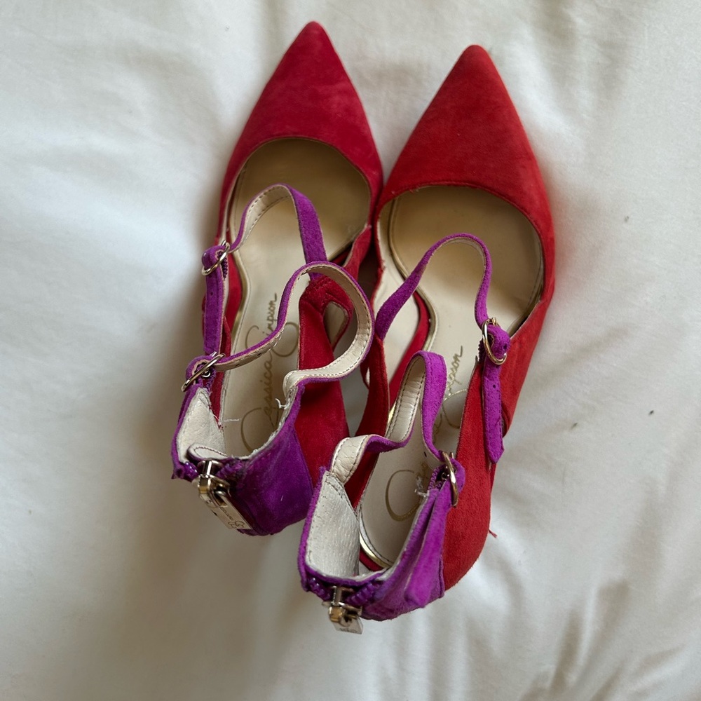 Jessica Simpson red & fushia heels - Picture 4 of 4